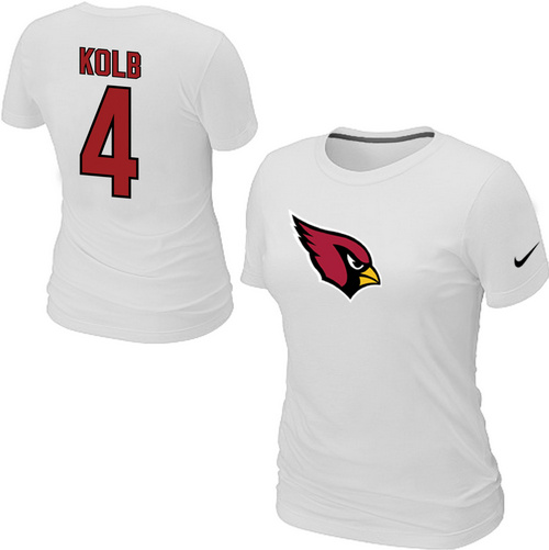 Nike Arizona Cardinals #4 Kevin Kolb Name & Number Women's NFL T-Shirt - White